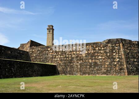 Sri Lanka, Galle, forte, torre dell'orologio Foto Stock