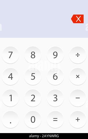 Disegno vettoriale. Sfondo della calcolatrice. Stile piatto, numeri Illustrazione Vettoriale