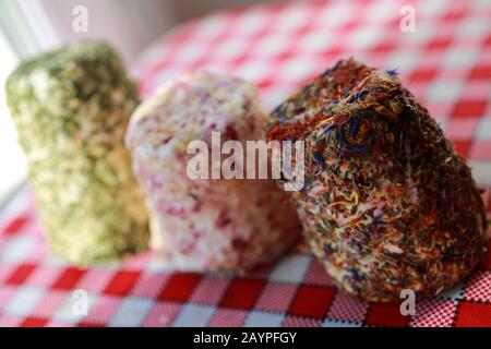 Formaggi Freschi Di Capre Artisan, Francia Foto Stock