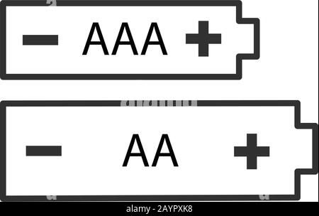 Set di icone batterie alcaline AA e AAA. Illustrazione del vettore stock isolata Illustrazione Vettoriale