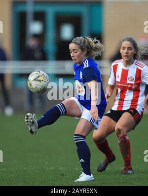 Hetton LE HOLE, INGHILTERRA - FEB 16TH Brianna Visalli di Birmingham City durante la partita SSE Women's fa Cup Fifth Round tra Sunderland Ladies e Birmingham City Women a Eppleton Colliery Welfare, Hetton le Hole Domenica 16th Febbraio 2020. (Credit: Mark Fletcher | Mi News) Credit: Mi News & Sport /Alamy Live News Foto Stock