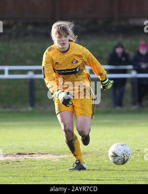 Hetton LE HOLE, INGHILTERRA - FEB 16TH Claudia Moan of Sunderland Ladies durante la quinta partita della SSE Women's fa Cup tra Sunderland Ladies e Birmingham City Women alla Eppleton Colliery Welfare, Hetton le Hole Domenica 16th Febbraio 2020. (Credit: Mark Fletcher | Mi News) Credit: Mi News & Sport /Alamy Live News Foto Stock