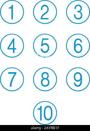 Numero della tastiera impostato, numeri in cerchi. Codice o codice per accedere o sbloccare. Illustrazione del vettore di stock isolata su sfondo bianco. Illustrazione Vettoriale