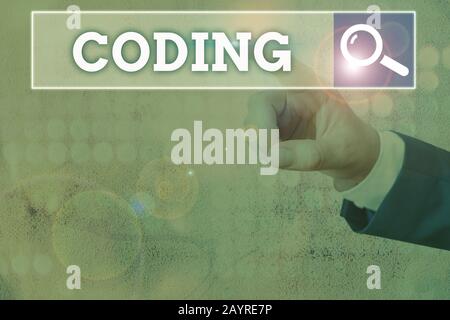 Scrittura a mano del testo Di Codifica. Foto concettuale che assegna il codice a qualcosa per l'identificazione della classificazione Foto Stock
