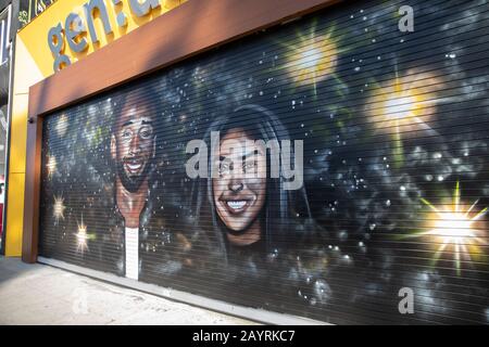 Kobe e Gigi Bryant parete arte a Los Angeles Foto Stock
