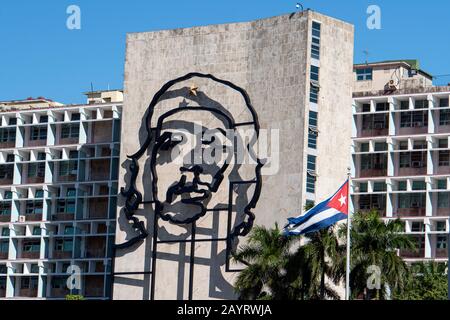 27 Novembre 2019, L'Avana, Cuba. Chiudi che Guevara in plaza De la Revolution Foto Stock