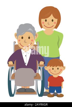 Illustrazione di un vettore familiare / assistenza senior Illustrazione Vettoriale