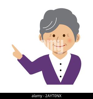 Donna asiatica che punta a qualcosa / illustrazione vettoriale Illustrazione Vettoriale