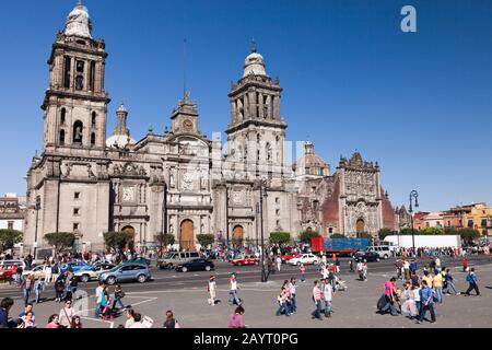 Cattedrale Metropolitana Di Città Del Messico, Zocalo, Plaza De La Constitucion, Città Del Messico, Messico, America Centrale Foto Stock