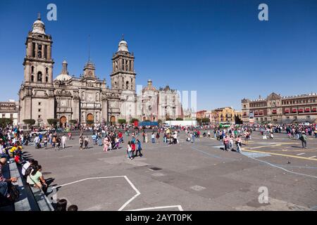 Cattedrale Metropolitana Di Città Del Messico, Zocalo, Plaza De La Constitucion, Città Del Messico, Messico, America Centrale Foto Stock