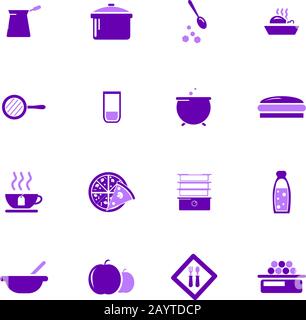 Il cibo e la cucina set di icone Illustrazione Vettoriale