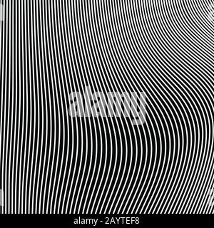 Astratto nero e bianco linea ondulata modello di op art sfondo. Da utilizzare per annuncio, poster, grafica, copertina. Illustrazione vettoriale eps10 Illustrazione Vettoriale