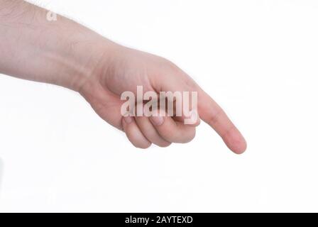 Punti manuali maschi con indice Foto Stock