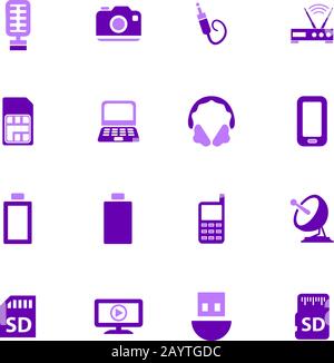 Hi tech set di icone Illustrazione Vettoriale