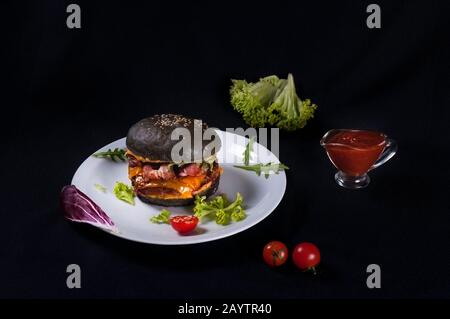 deliziosi hamburger al ristorante Foto Stock