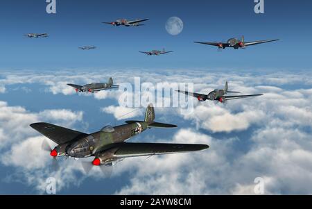 Uno squadrone di tedesco Heinkel HE 111 H2 Bombers Foto Stock