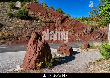 Gorges de Daluis o cioccolato canyon in Provence-Alpes, Francia. Foto Stock