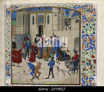 Arrivo di Isabeau de Bavaria a Parigi (in miniatura dal Grandes Chroniques de France di Jean Froissart). MUSEO: BIBLIOTHEQUE NATIONALE DE FRANCE. Autore: Anonimo. Foto Stock