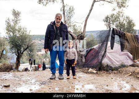 Bambini Di Moria Camp Lesbos Grecia Foto Stock