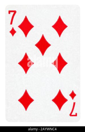 Sette di Diamante Vintage carta da gioco - isolato su bianco (percorso di clipping incluso) Foto Stock