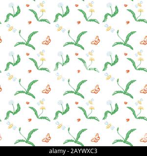 Senza cuciture trendy Motivo floreale in vettore Illustrazione Vettoriale