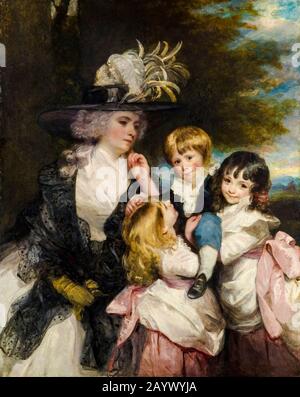 Sir Joshua Reynolds, ritratto di famiglia di Lady Smith (Charlotte Delaval) e dei suoi figli (George Henry, Louisa e Charlotte), 1787 Foto Stock
