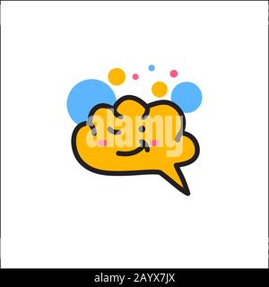 Icona felice fumetto cervello, vettore sorridente cervello logo Illustrazione Vettoriale