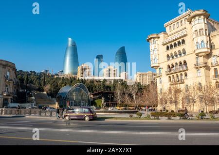 Baku, Azerbaigian 27 Gennaio 2020 - Vista panoramica della città di Baku Foto Stock