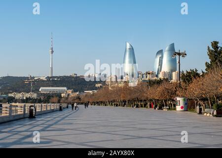 Baku, Azerbaigian 27 Gennaio 2020 - Vista panoramica della città di Baku Foto Stock