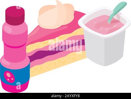 Icona colorata di dessert, stile isometrico Illustrazione Vettoriale