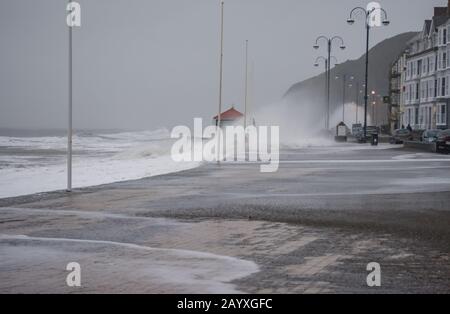 Tempesta Ciara Battitori Aberystwyth West Wales Foto Stock