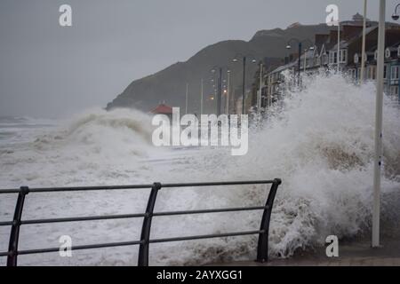 Tempesta Ciara Battitori Aberystwyth West Wales Foto Stock