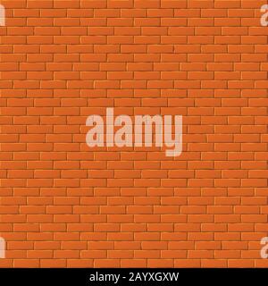 Muro di mattoni rossi vettore senza cuciture sfondo. Texture con pietra di mattone, illustrazione parete di superficie con mattoni Illustrazione Vettoriale