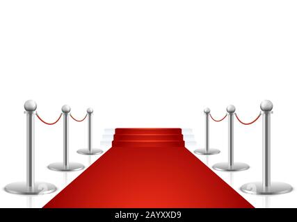 Tappeto rosso con illustrazione del vettore delle scale. Tappeto per eventi e carper rosso di lusso con scala Illustrazione Vettoriale