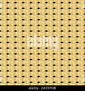 Pattern vettoriale senza giunture di cubi dorati. Colore oro di lusso sfondo cubico. Riassunto sfondo e decorazione del modello Cube Illustrazione Vettoriale