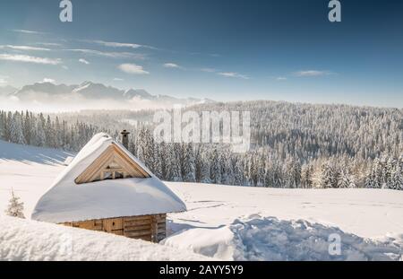 Bell'inverno nelle alte montagne polacche Foto Stock
