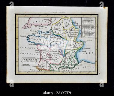 1832 Murphy Mappa Francia Antica Belgio Gallia Antiqua Gallia Parisii Parigi Foto Stock