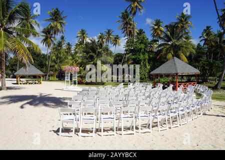 Matrimonio a Pigeon Point Beach a Trinidad e Tobago Foto Stock