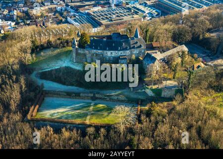 Fotografia aerea, Castello di Hohenlimburg, Hagen, zona della Ruhr, Renania Settentrionale-Vestfalia, Germania, Alter Schloßweg, castello, complesso del castello, DE, Europa, terra t. Foto Stock