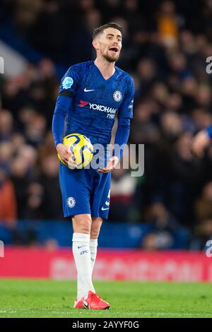 Londra, Regno Unito. 17th Feb, 2020. Jorginho di Castelseaduring la partita della Premier League tra Chelsea e Manchester United a Stamford Bridge, Londra, Inghilterra, il 17 febbraio 2020. Foto Di Salvio Calabrese. Solo uso editoriale, licenza richiesta per uso commerciale. Nessun utilizzo nelle scommesse, nei giochi o nelle singole pubblicazioni di club/campionato/giocatore. Credit: Uk Sports Pics Ltd/Alamy Live News Foto Stock