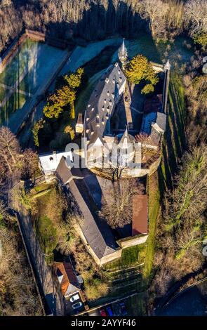 Fotografia aerea, Castello di Hohenlimburg, Hagen, zona della Ruhr, Renania Settentrionale-Vestfalia, Germania, Alter Schloßweg, castello, complesso del castello, DE, Europa, terra t. Foto Stock