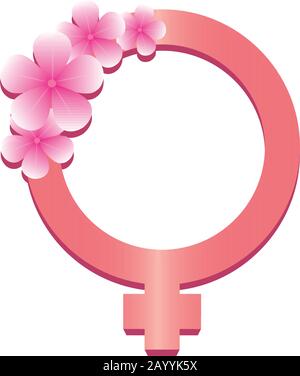 Simbolo donna rosa isolato Illustrazione Vettoriale