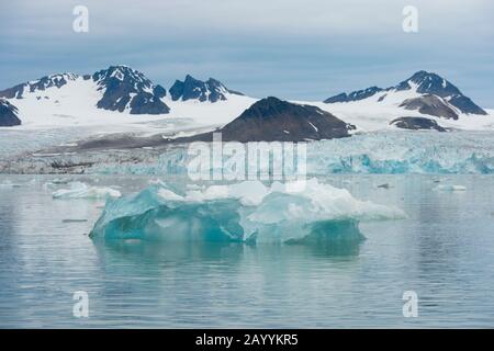 Vista del ghiacciaio Lilliehook a Lilliehookfjorden, Svalbard, Norvegia. Foto Stock