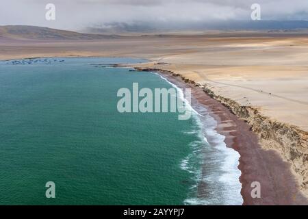 La costa del Parco Nazionale Paracas in Perù. Foto Stock