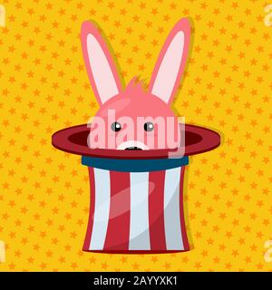 coniglio all'interno di cappello magico isolato per circo o magia trucco concetto isolato vettore illustrazione Illustrazione Vettoriale