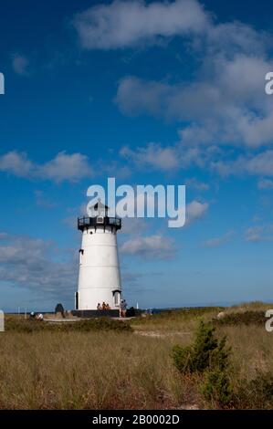 Vista del faro di Edgartown a Edgartown sulla Martha's Vineyard, Massachusetts, Stati Uniti. Foto Stock