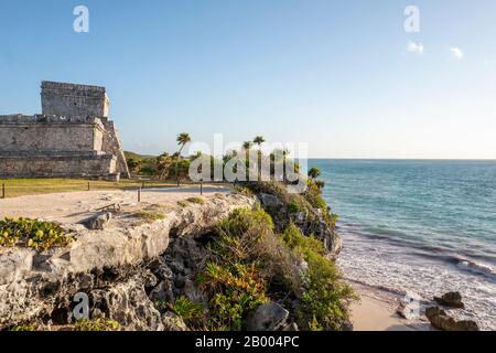 Zona archeologica di Tulum - rovine Maya Port City, Quintana Roo, Messico Foto Stock