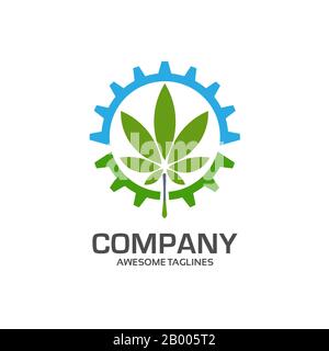 Modello logo per agro Company. Concetto di ingranaggio e logo verde Illustrazione Vettoriale