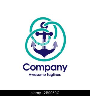 Tassello con logo circolare del telaio della fune Illustrazione Vettoriale