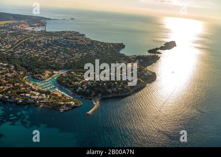 Veduta Aerea, Port Santa Ponsa, Vista Backlit Di Santa Ponsa, Calvià, Mallorca, Spagna, Europa, Isole Baleari, Baia, Es, Es Malgrats, Espana, Vista, Bac Foto Stock